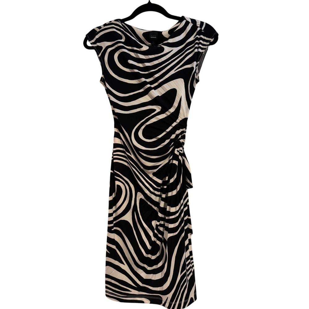 BLACK Abstract Dress Saks Fifth Avenue Size 2 Black and White Print